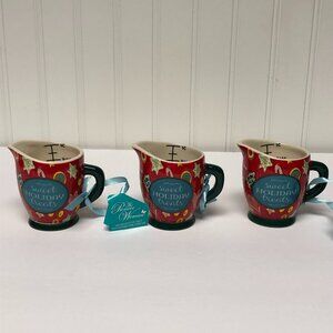 Pioneer Woman Christmas Ornaments 3pcs Red Mini Measuring Cup 3" Sweet Holiday